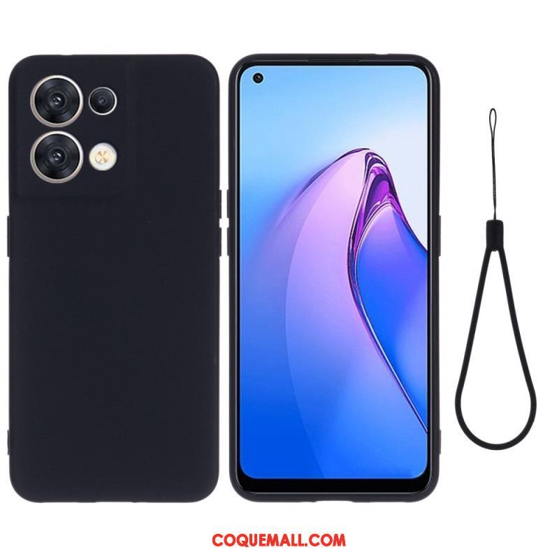 Coque Oppo Reno 8 Silicone Liquide à Lanière