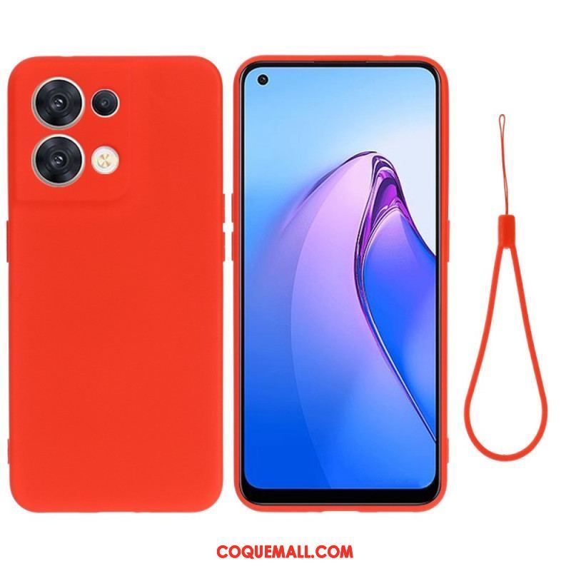 Coque Oppo Reno 8 Silicone Liquide à Lanière