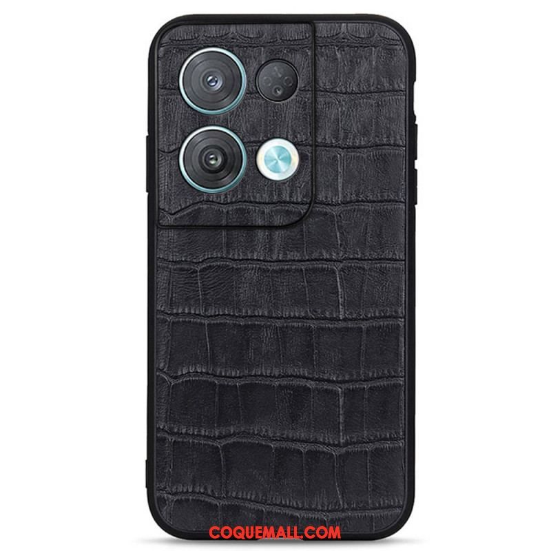 Coque Oppo Reno 8 Véritable Cuir Style Crocodile