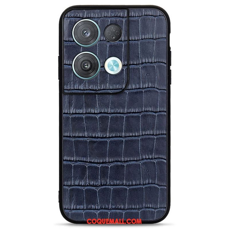 Coque Oppo Reno 8 Véritable Cuir Style Crocodile