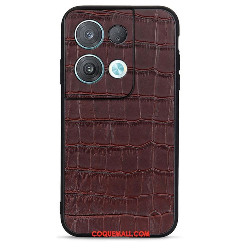 Coque Oppo Reno 8 Véritable Cuir Style Crocodile