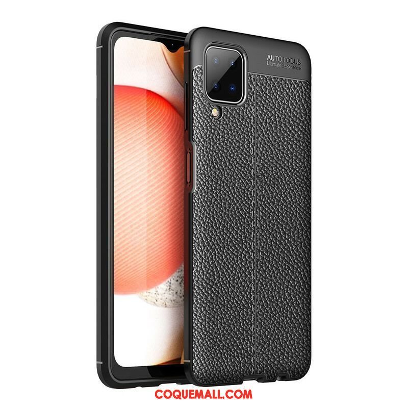 Coque Samsung Galaxy A12 / M12 Effet Cuir Litchi Double Line