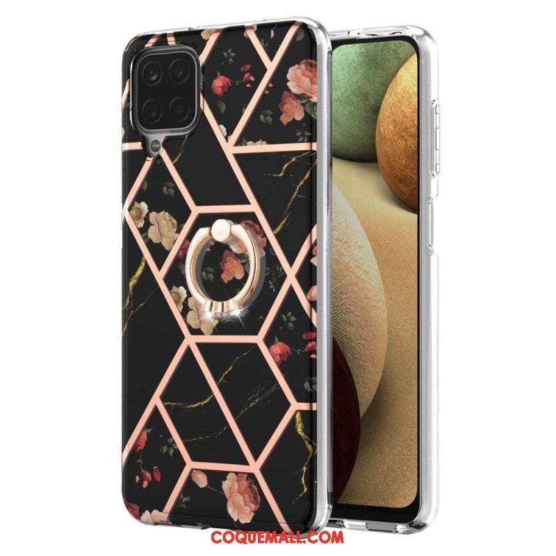 Coque Samsung Galaxy A12 / M12 Fleurs Anneau-Support