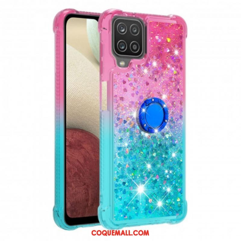 Coque Samsung Galaxy A12 / M12 Paillettes Anneau-Support