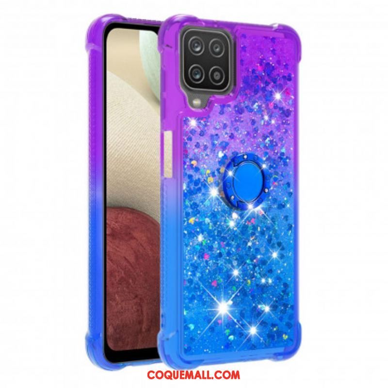 Coque Samsung Galaxy A12 / M12 Paillettes Anneau-Support