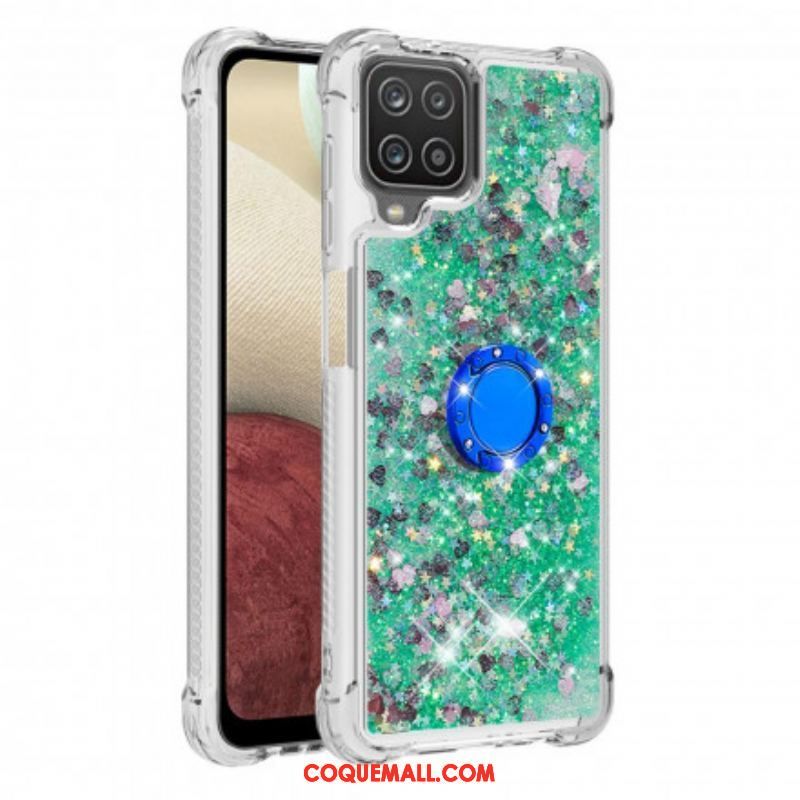 Coque Samsung Galaxy A12 / M12 Paillettes avec Anneau-Support