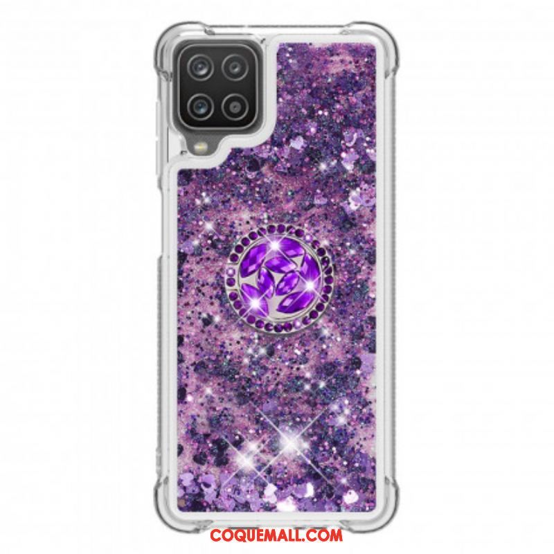 Coque Samsung Galaxy A12 / M12 Paillettes avec Anneau-Support