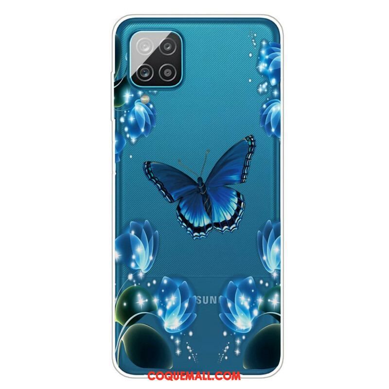 Coque Samsung Galaxy A12 / M12 Papillon Luxe