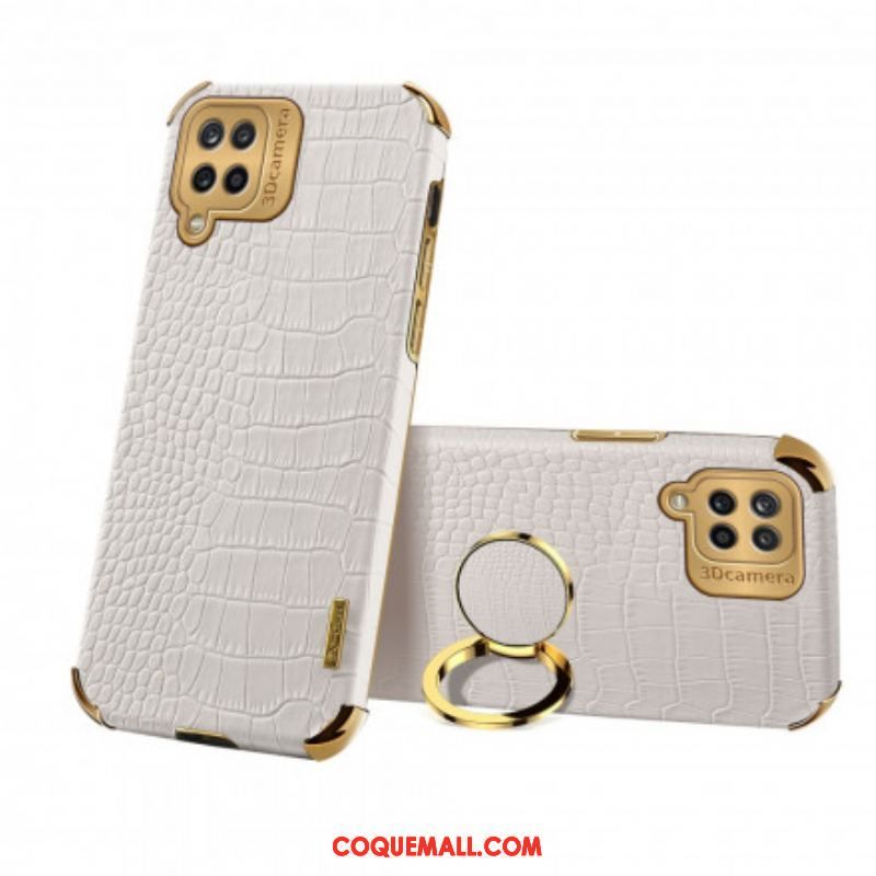 Coque Samsung Galaxy A12 / M12 Simili Cuir avec Anneau-Support