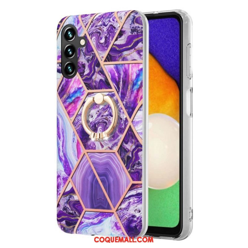 Coque Samsung Galaxy A13 5G / A04s Marbre Géométrique avec Anneau-Support