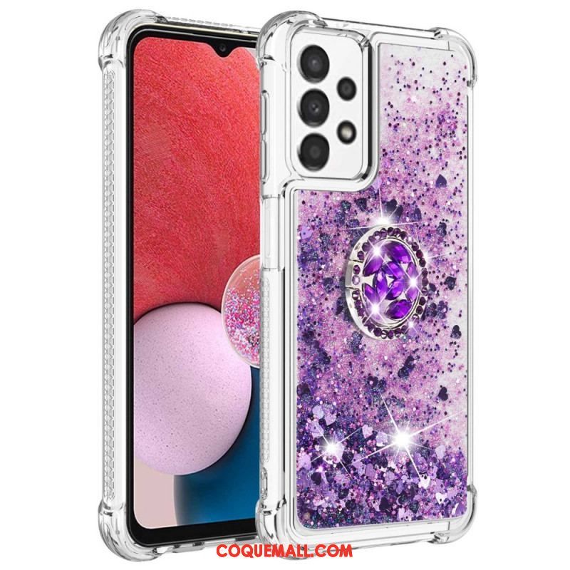 Coque Samsung Galaxy A13 Paillettes avec Anneau-Support