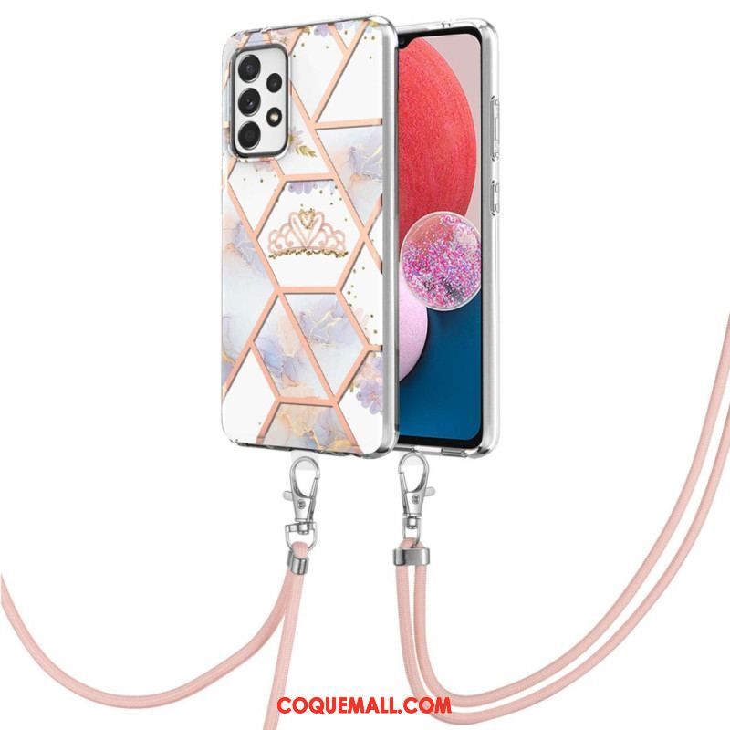 Coque Samsung Galaxy A13 à Cordon Fleurs