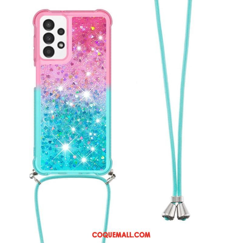 Coque Samsung Galaxy A13 à Cordon Silicone Paillettes