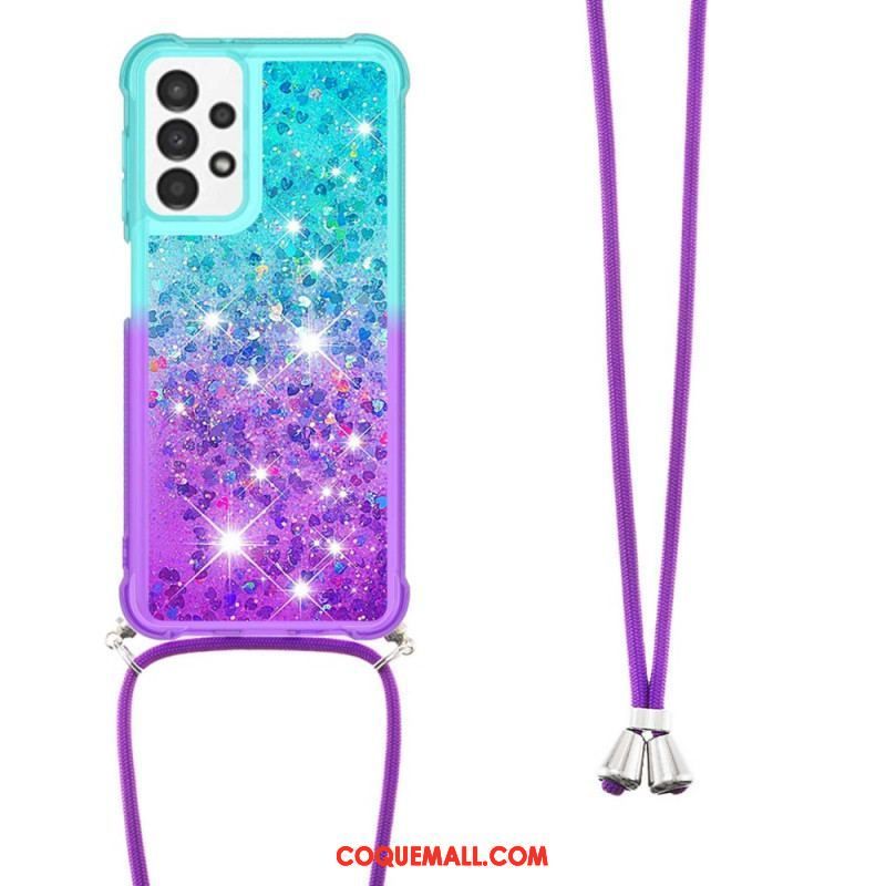 Coque Samsung Galaxy A13 à Cordon Silicone Paillettes