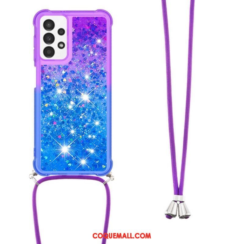 Coque Samsung Galaxy A13 à Cordon Silicone Paillettes