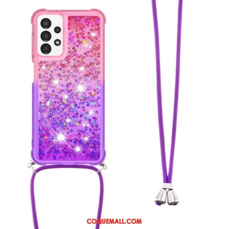 Coque Samsung Galaxy A13 à Cordon Silicone Paillettes