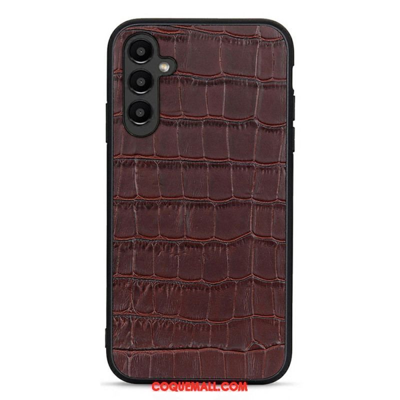 Coque Samsung Galaxy A14 5G / A14 Véritable Cuir Style Crocodile