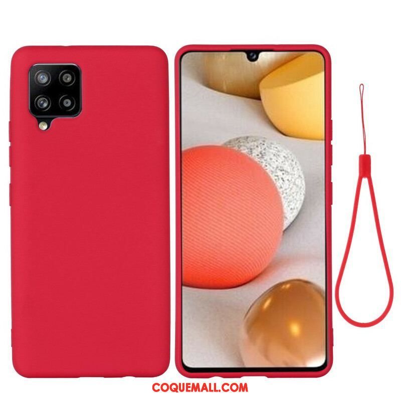 Coque Samsung Galaxy A42 Silicone Liquide avec Lanière