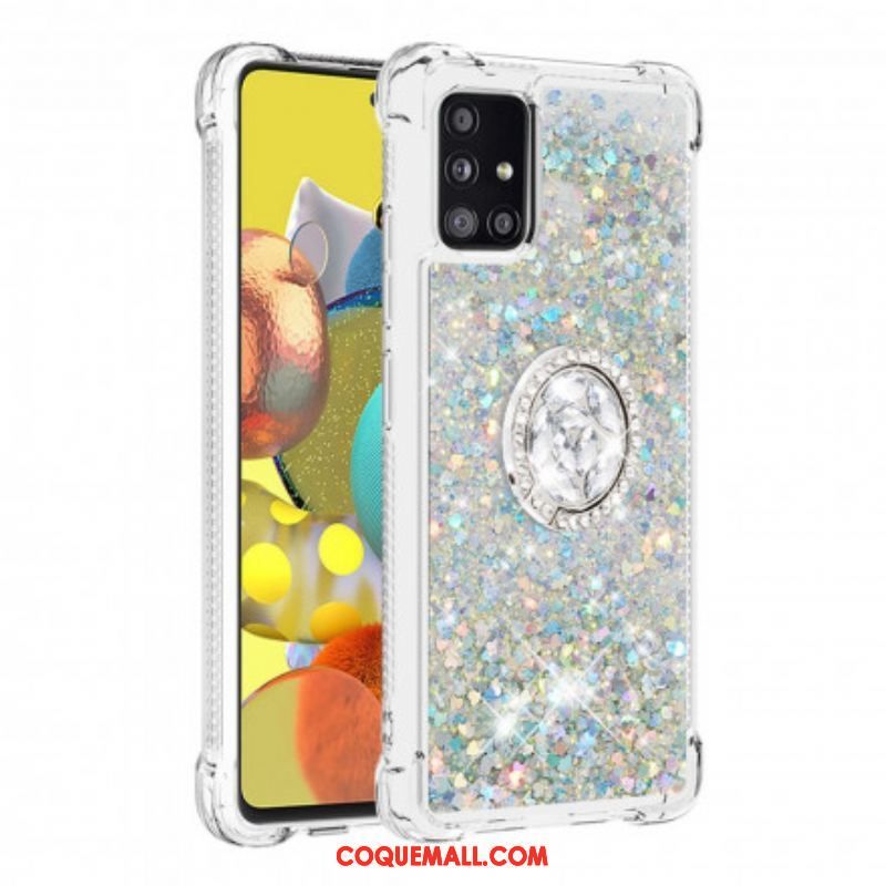 Coque Samsung Galaxy A51 5G Paillettes avec Anneau-Support