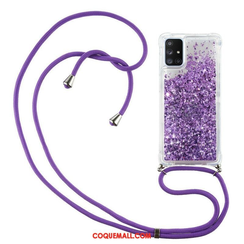 Coque Samsung Galaxy A51 5G Paillettes avec Cordon