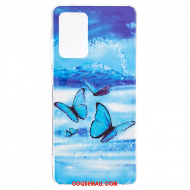 Coque Samsung Galaxy A52 4G / A52 5G / A52s 5G Série Papillons Fluorescente