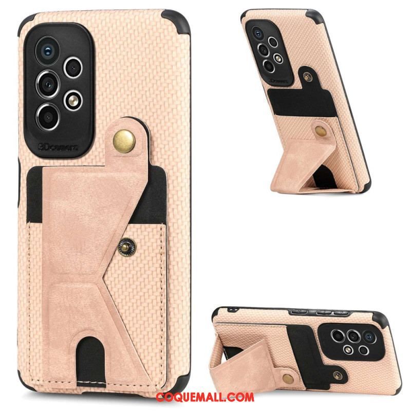 Coque Samsung Galaxy A53 5G Fibre Carbone Porte-Cartes Support