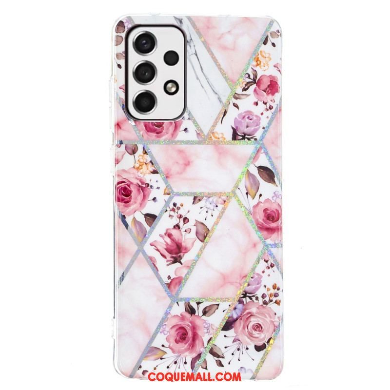 Coque Samsung Galaxy A53 5G Marbrée Fleurs