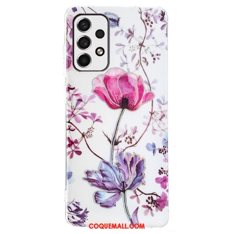 Coque Samsung Galaxy A53 5G Marbrée Fleurs