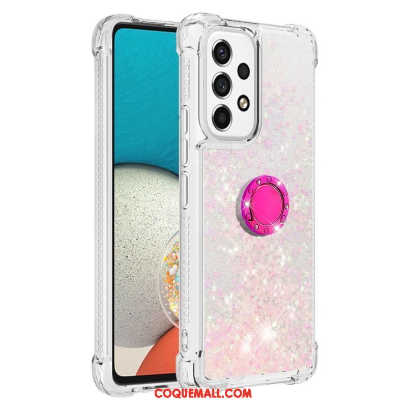 Coque Samsung Galaxy A53 5G Paillettes avec Anneau-Support