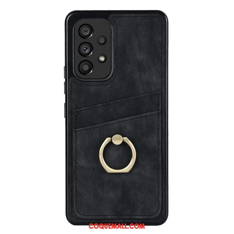 Coque Samsung Galaxy A53 5G Vintage Anneau-Support et Porte-Cartes