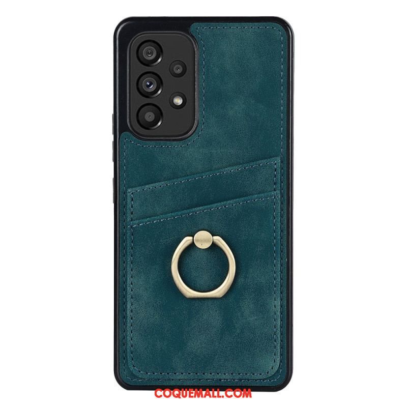 Coque Samsung Galaxy A53 5G Vintage Anneau-Support et Porte-Cartes