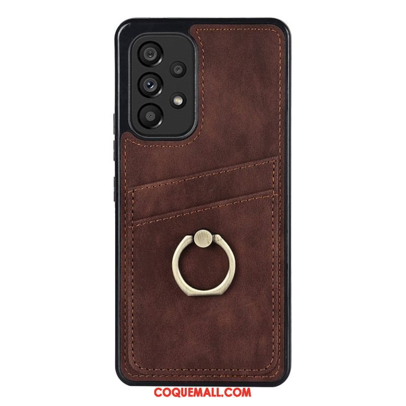 Coque Samsung Galaxy A53 5G Vintage Anneau-Support et Porte-Cartes