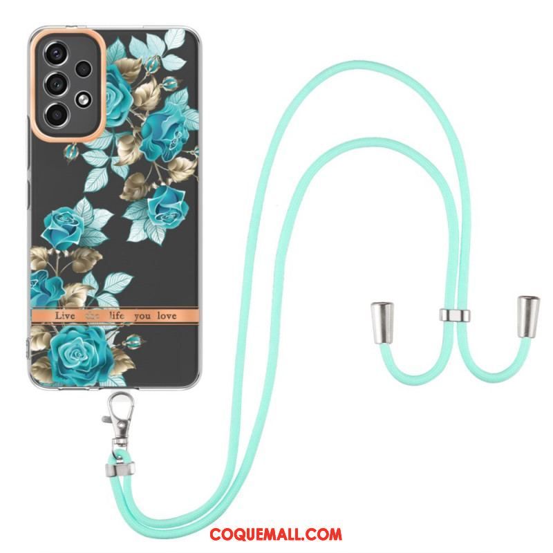 Coque Samsung Galaxy A53 5G à Cordon Florale