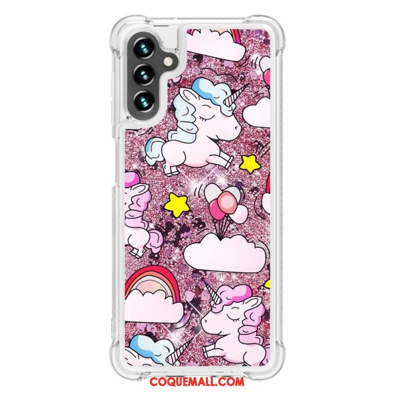 Coque Samsung Galaxy A54 5G Licornes à Paillettes