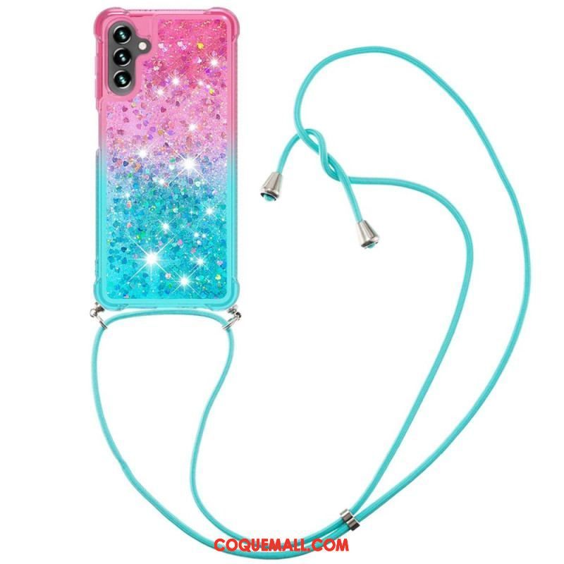 Coque Samsung Galaxy A54 5G à Cordon Silicone Paillettes