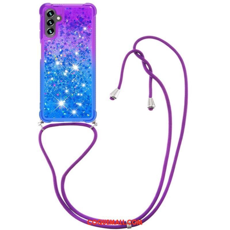 Coque Samsung Galaxy A54 5G à Cordon Silicone Paillettes