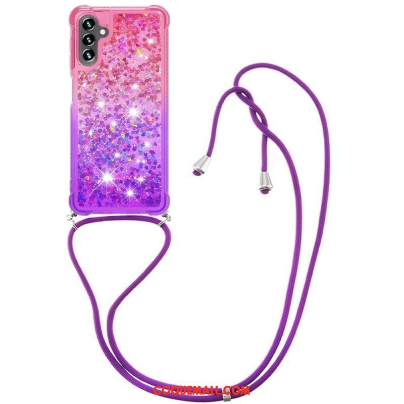 Coque Samsung Galaxy A54 5G à Cordon Silicone Paillettes