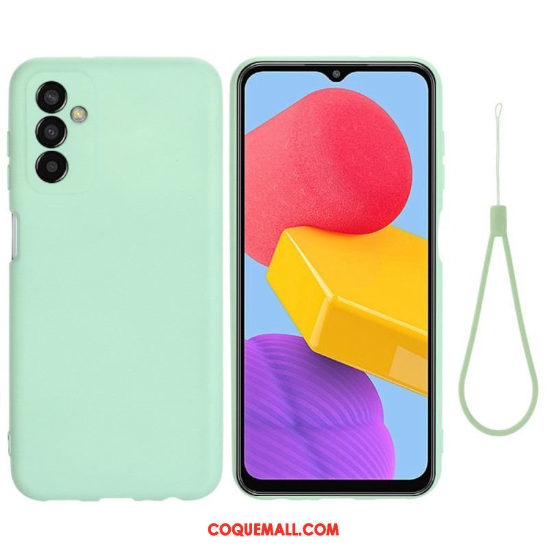 Coque Samsung Galaxy M13 Silicone Liquide avec Lanière