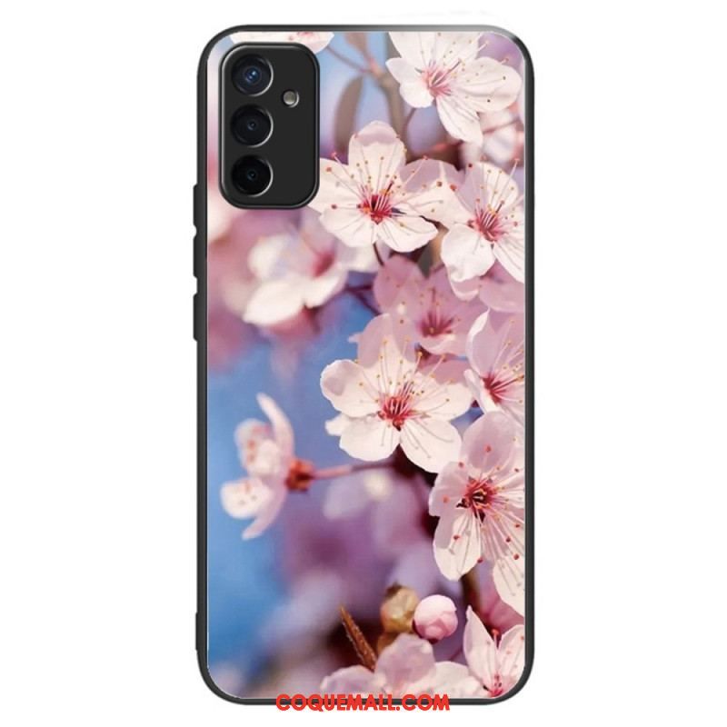 Coque Samsung Galaxy M13 Verre Trempé Fleurs