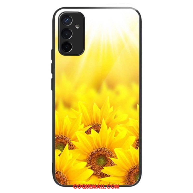 Coque Samsung Galaxy M13 Verre Trempé Tournesols