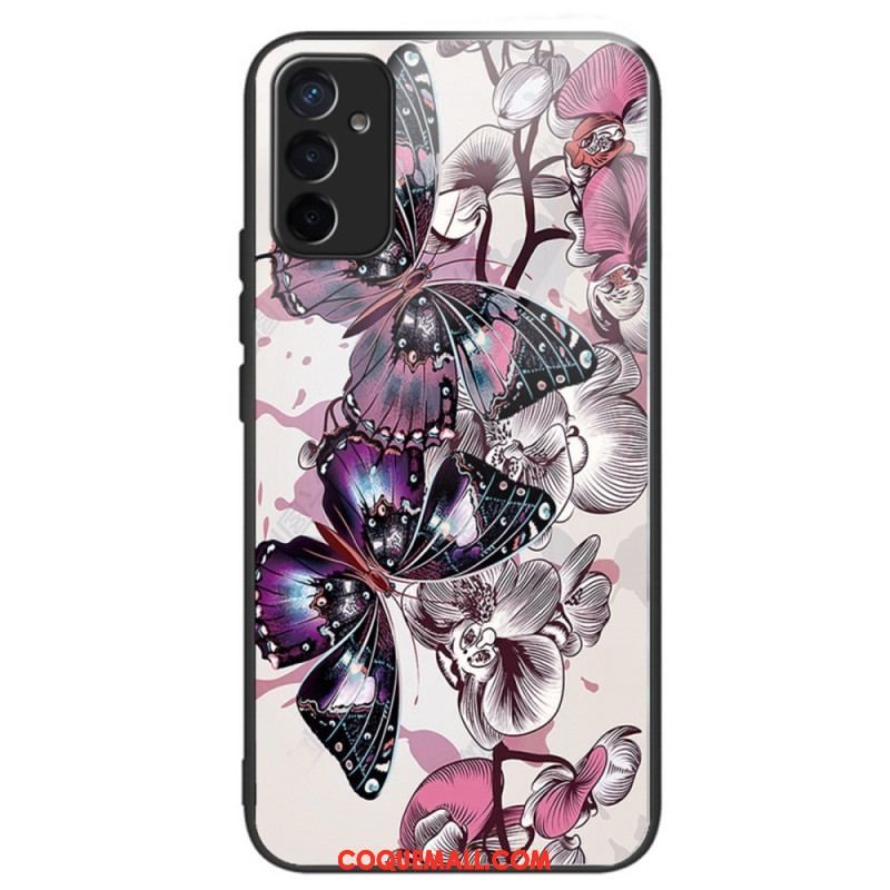 Coque Samsung Galaxy M13 Verre Trempé Variation Papillons