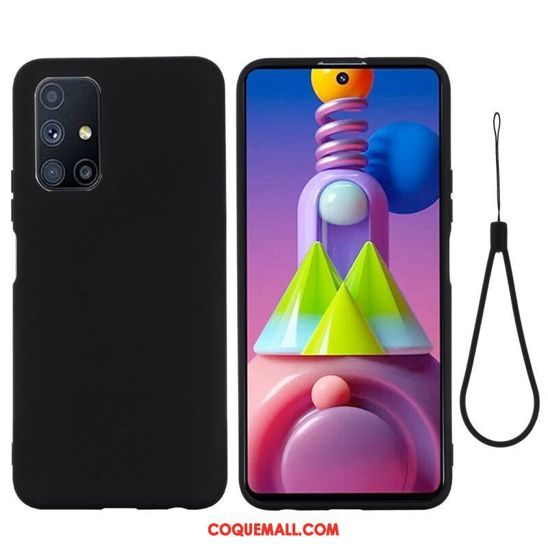 Coque Samsung Galaxy M51 Silicone Liquide avec Lanière