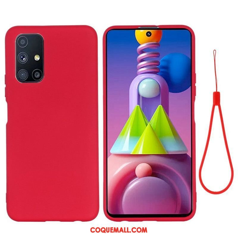 Coque Samsung Galaxy M51 Silicone Liquide avec Lanière