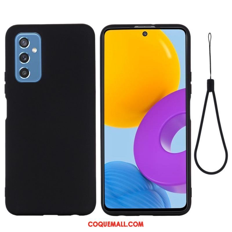 Coque Samsung Galaxy M52 5G Silicone Liquide à Lanière