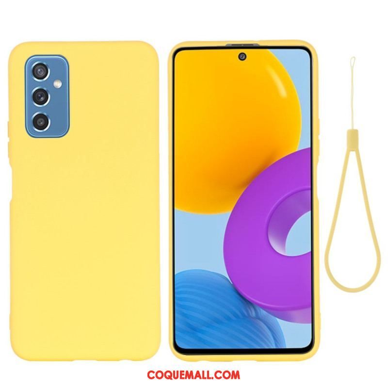 Coque Samsung Galaxy M52 5G Silicone Liquide à Lanière