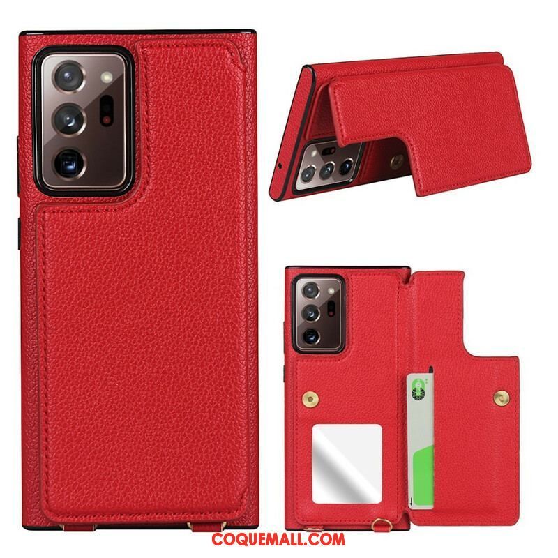 Coque Samsung Galaxy Note 20 Ultra Cuir Litchi Porte-Cartes Support