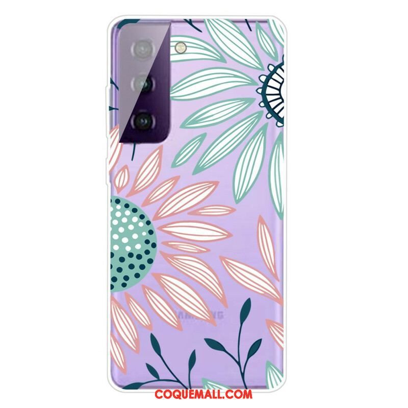 Coque Samsung Galaxy S21 5G Transparente Une Fleur