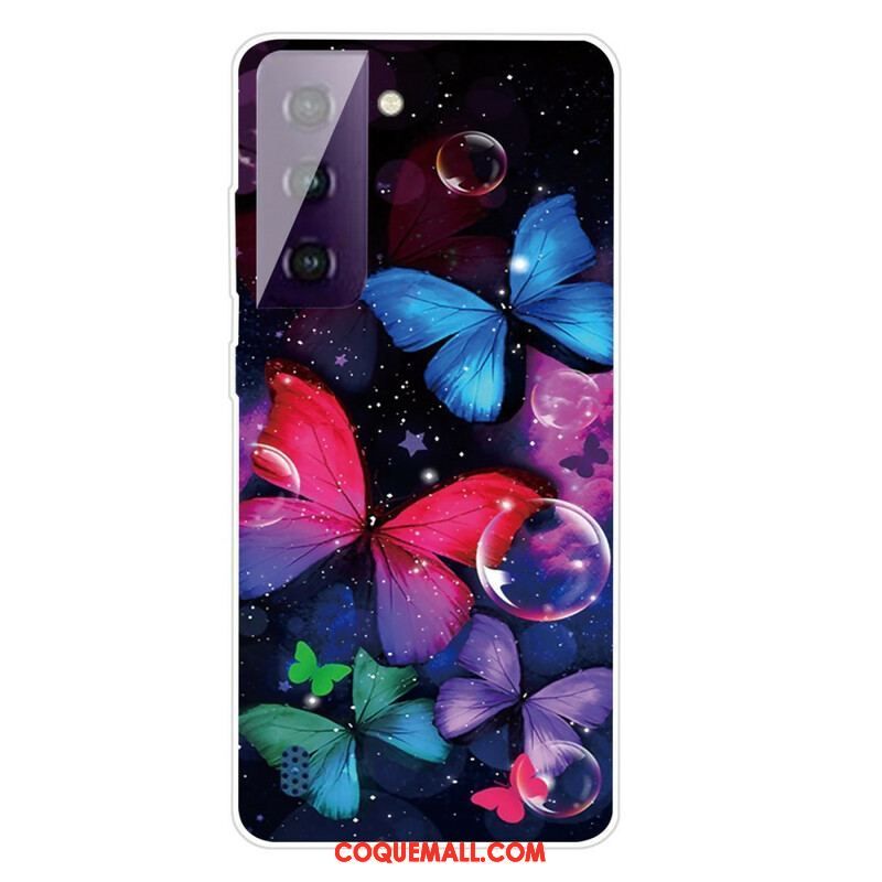 Coque Samsung Galaxy S21 FE Flexible Papillons