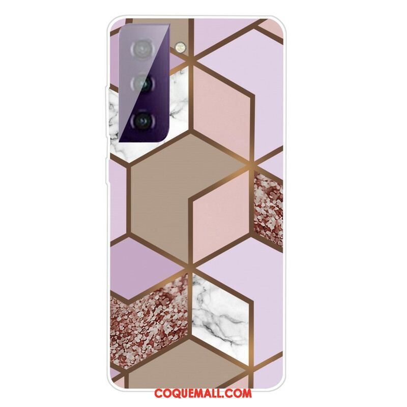 Coque Samsung Galaxy S21 FE Marbre Géométrique