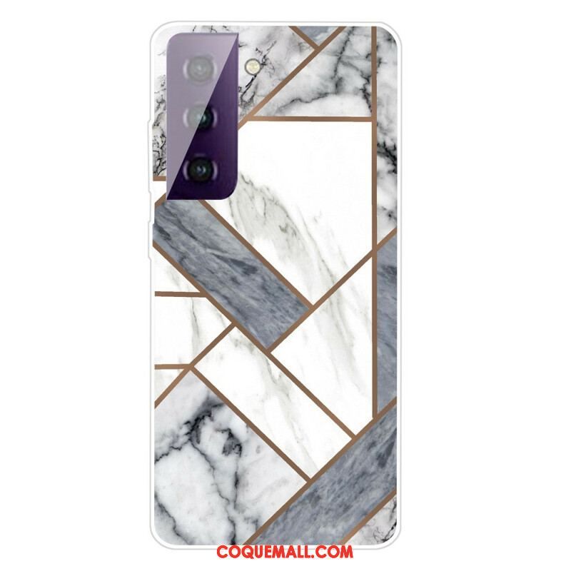 Coque Samsung Galaxy S21 FE Marbre Géométrique Décliné